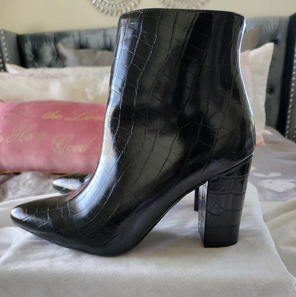 Black Croc Embossed Bootie size 10